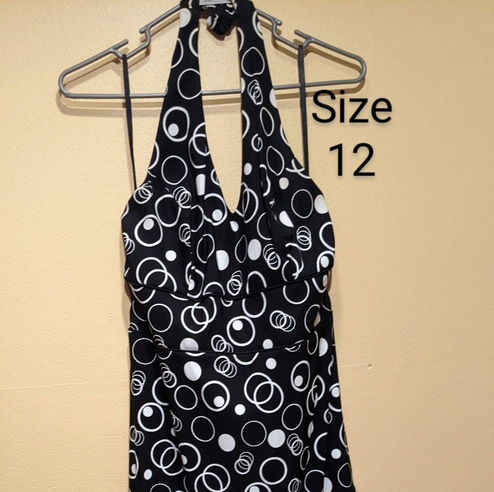 Black and white halter dress